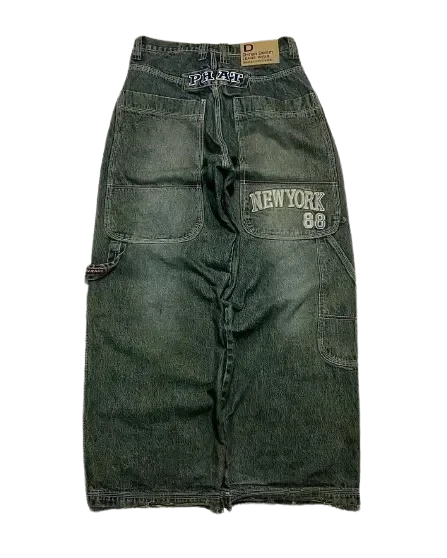 American Hip-hop Retro Loose Jeans Women's Y2K New Tide Harajuku High Waist Wide leg Pants Gothic Wide Pants Street Pants Male