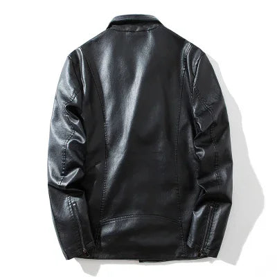 MAIDANGDI Men's  Leather Jacket  Irregular Coat  Motorcycle Style Windproof Top  Synthetic Leather  Solid Color  Oversized Size GONZALES ONLINE SHOP