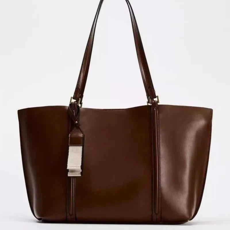 Fashion Minimalist Tote Bag Women Casual Leather Large Capacity Shoulder Bag Ladies High End Commute Shopping Underarm Bags 2025