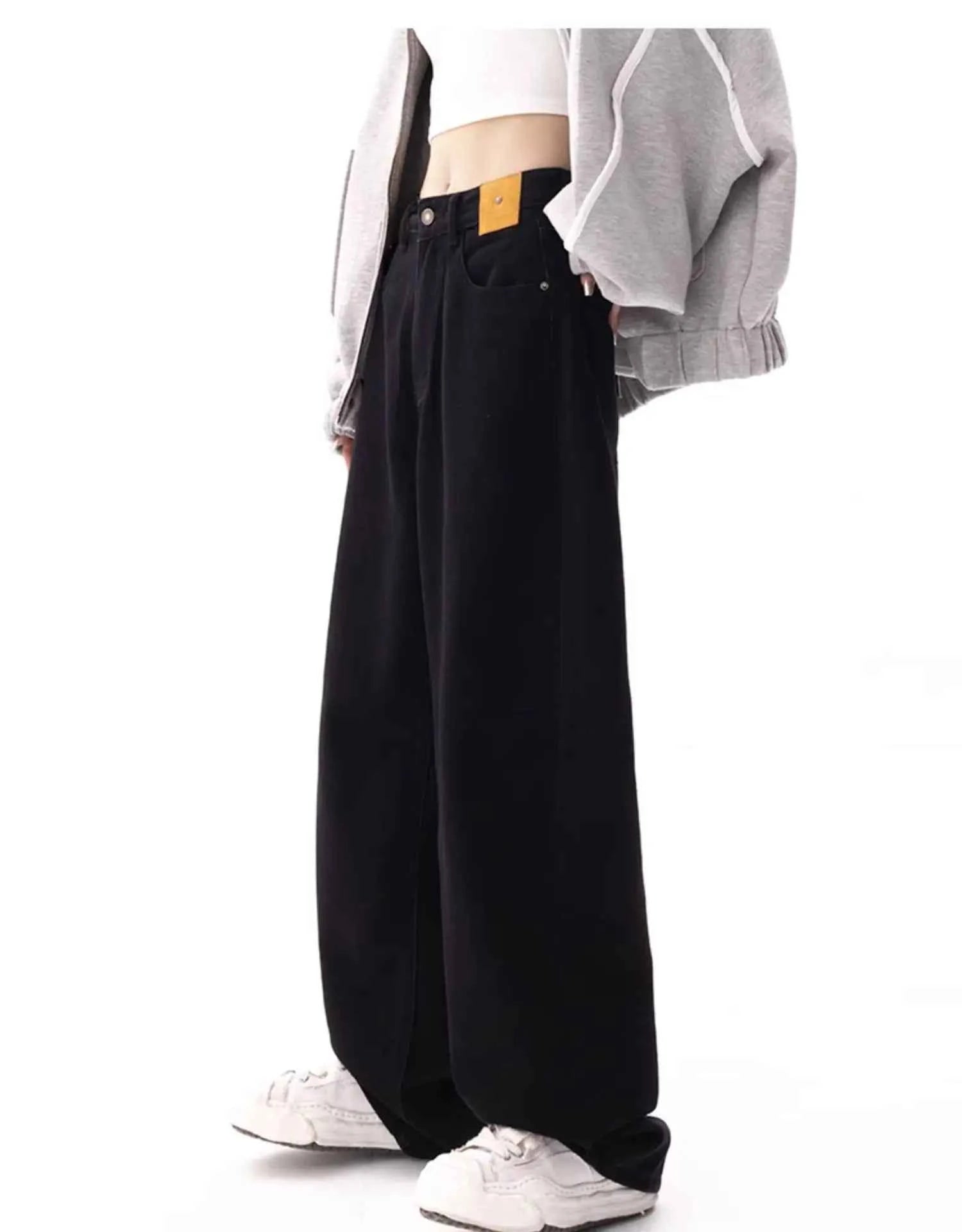 Black Baggy Jeans Women Y2K Harajuku Hippie Korean Oversize Wide Leg Denim Pants Female Casual Kpop Streetwear Trousers