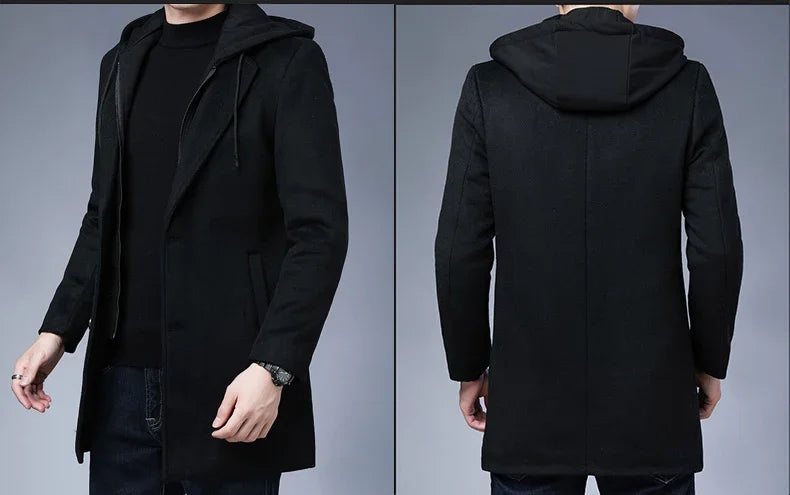 2023 Men's Clothing Fashion Trench Coat Thicken Men's Woolen Jacket Mid-length Coat Winter Warm Overcoat Male Clothes S-5XL GONZALES ONLINE SHOP