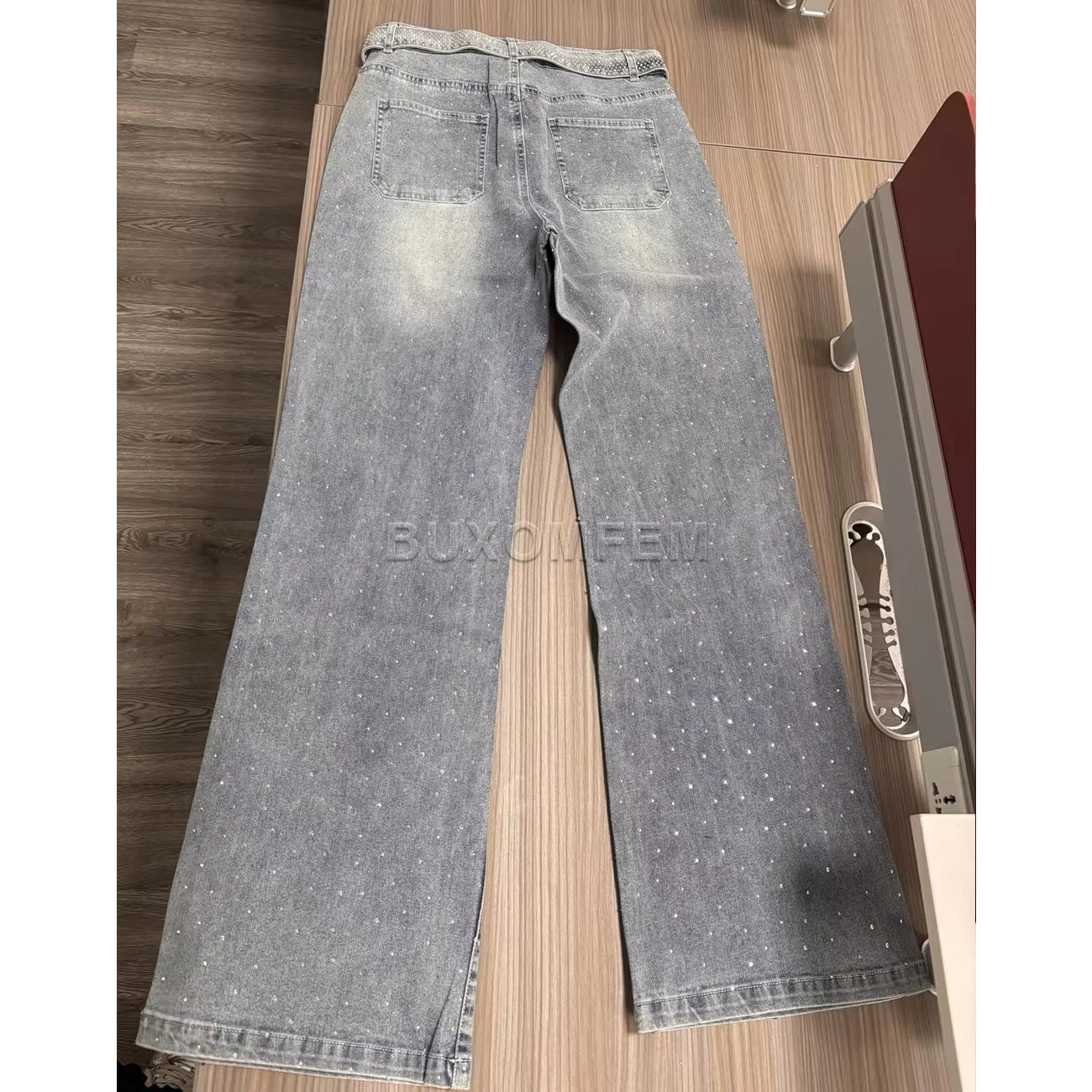 Women's Drilled Straight Leg Jeans Pants 2025 Stylish Baggy Pants Y2k Streetwear Outfit Wide Leg Loose Jeans Ladies Bottoms GONZALES ONLINE SHOP