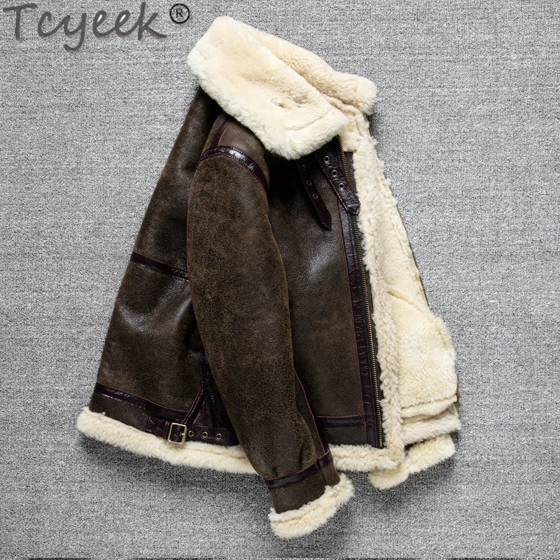 Tcyeek 100% natural genuine male fur jacket.Men winter warm thick wool coat.quality B3 shearling cloth.Plus size Peles GONZALES ONLINE SHOP