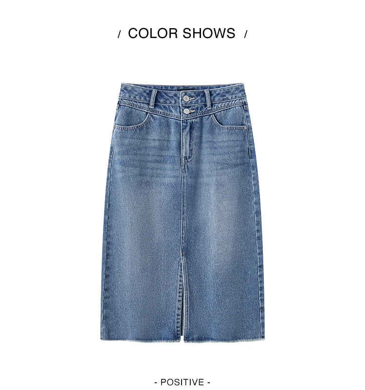 Semir Denim Skirt Women High-waisted Slit 2024 New Spring Straight Skirt GONZALES ONLINE SHOP