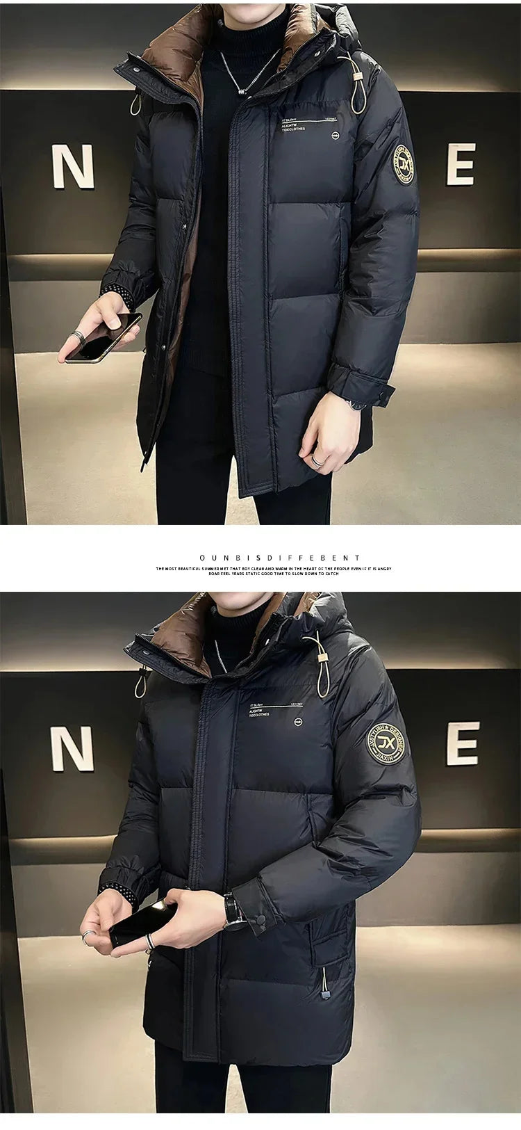 Men's Winter Long Down Jacket 2025 New Designer Clothing Super Thick Hooded Coat Luxury GONZALES ONLINE SHOP