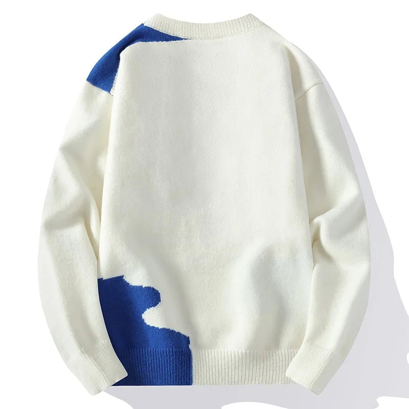 2024 Patchwork Knitted Sweater Trend High Street Autumn Winter Warm Men's Tops Hip-hop Street Clothing Fishing Sports Pullover GONZALES ONLINE SHOP