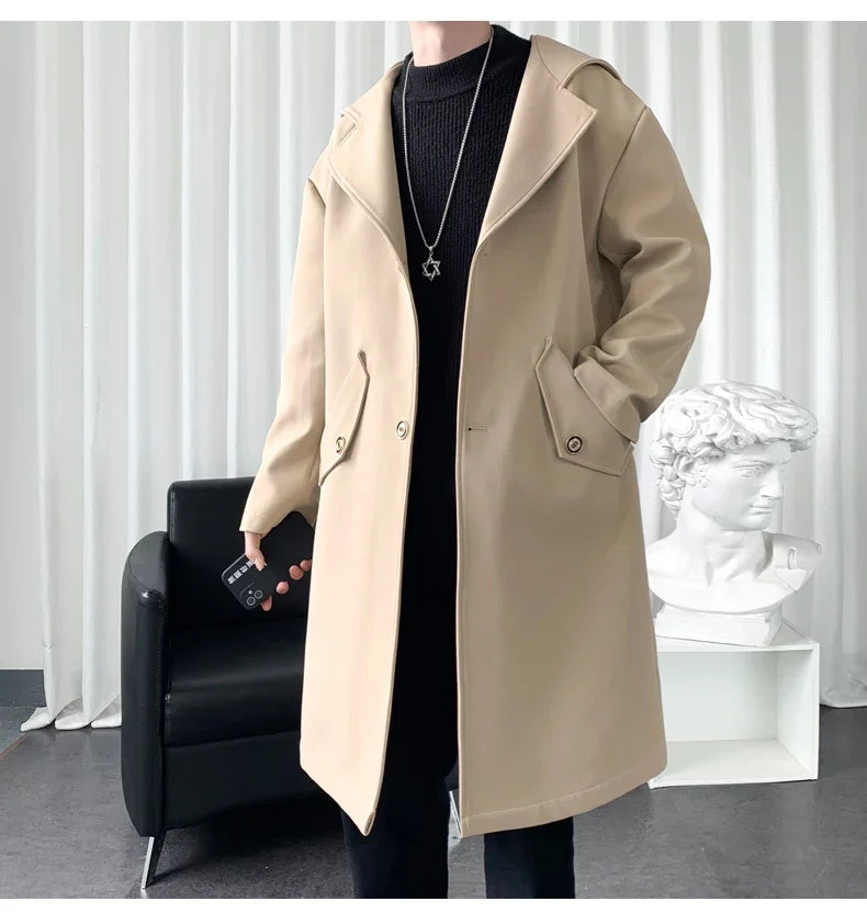 Long Mens Trench Coat British Style Overcoat Outwear Windbreakers S-3XL GONZALES ONLINE SHOP