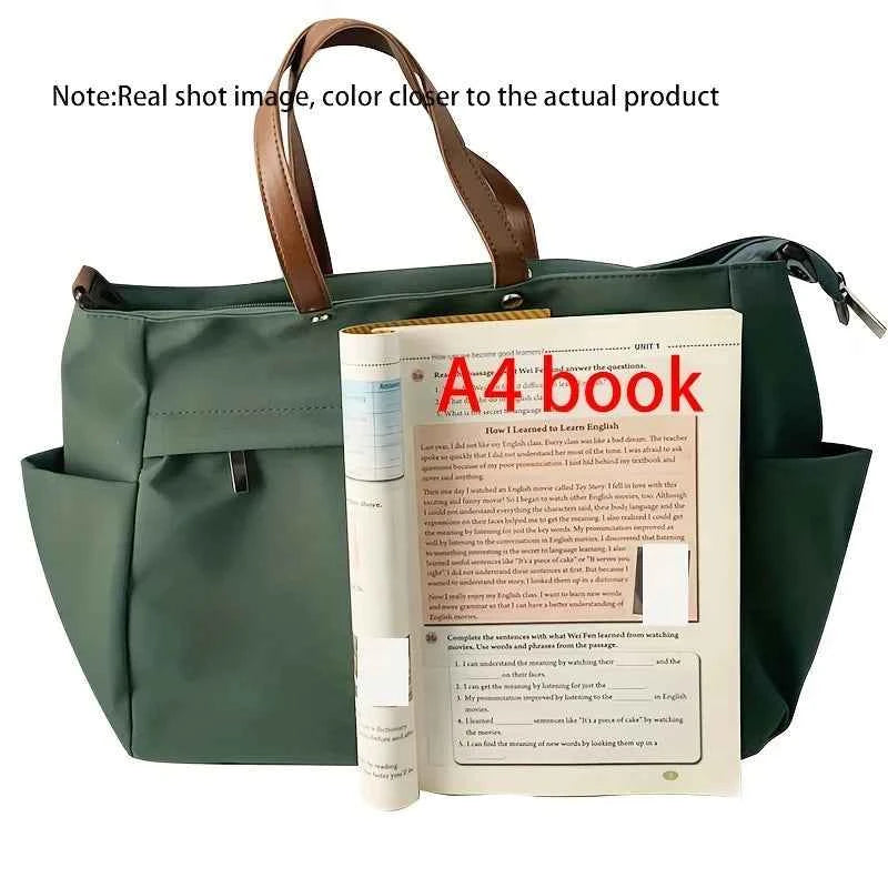 Stylish Nylon Women Tote Bag Shoulder Bag Featuring Two Pockets Large Capacity Commuting Handbag