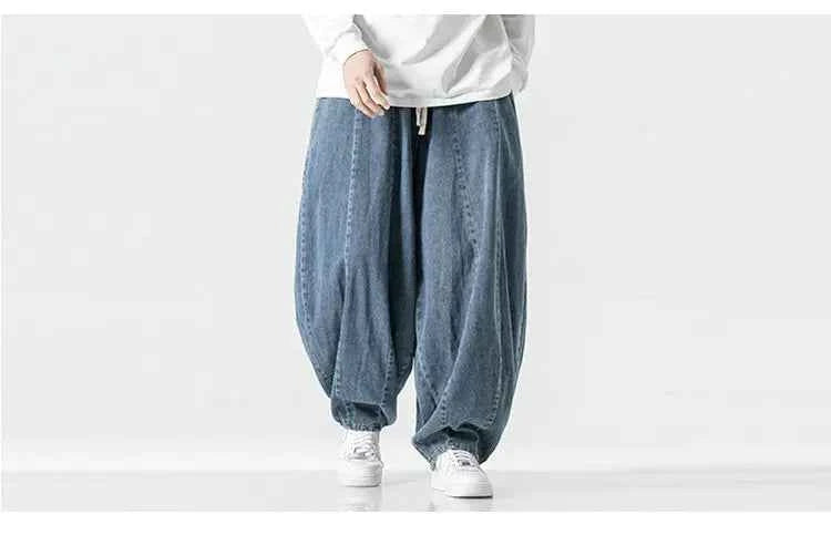 Men Harajuku Wide-leg Jeans Men Oversized Fashion Loose Cargo Denim Pants Male High Street Baggy Trousers Hip Hop Streetwear