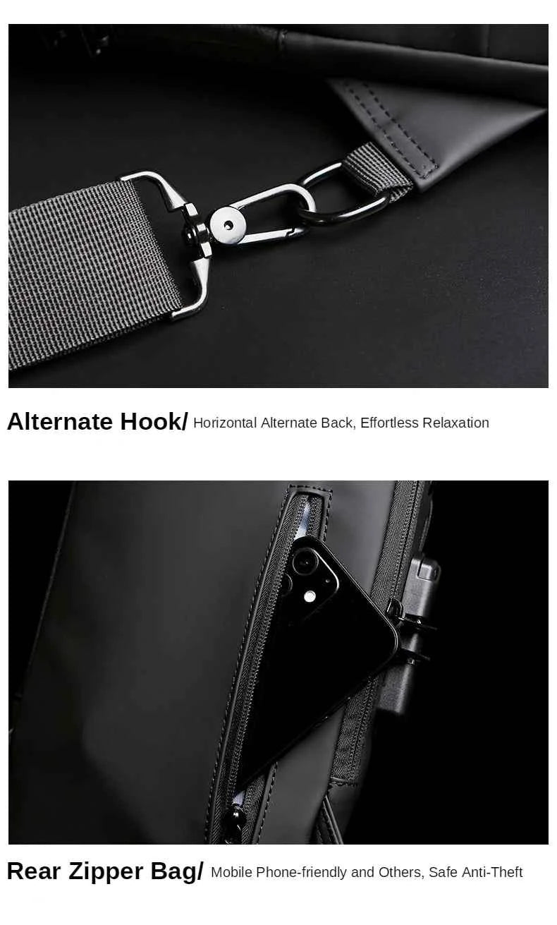 New Brand Designer Men Crossbody Bag PU Leather Classic Anti-Theft Shoulder Bag Chest Bag Multifunctional for Men