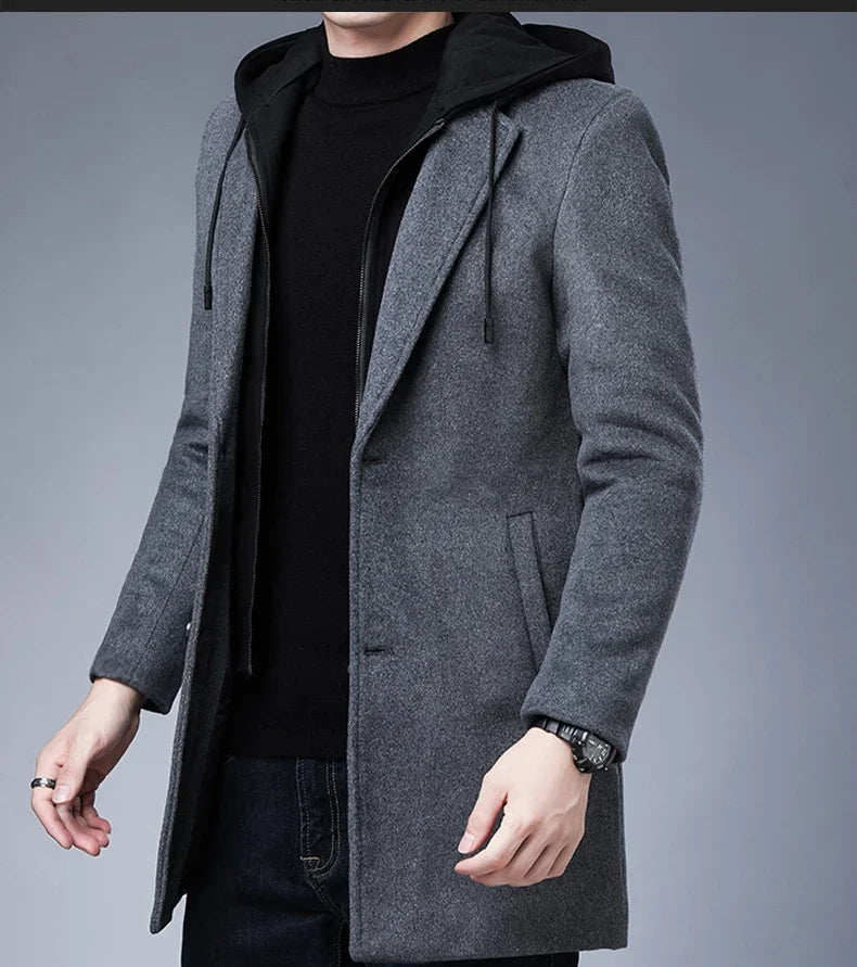 2023 Men's Clothing Fashion Trench Coat Thicken Men's Woolen Jacket Mid-length Coat Winter Warm Overcoat Male Clothes S-5XL GONZALES ONLINE SHOP