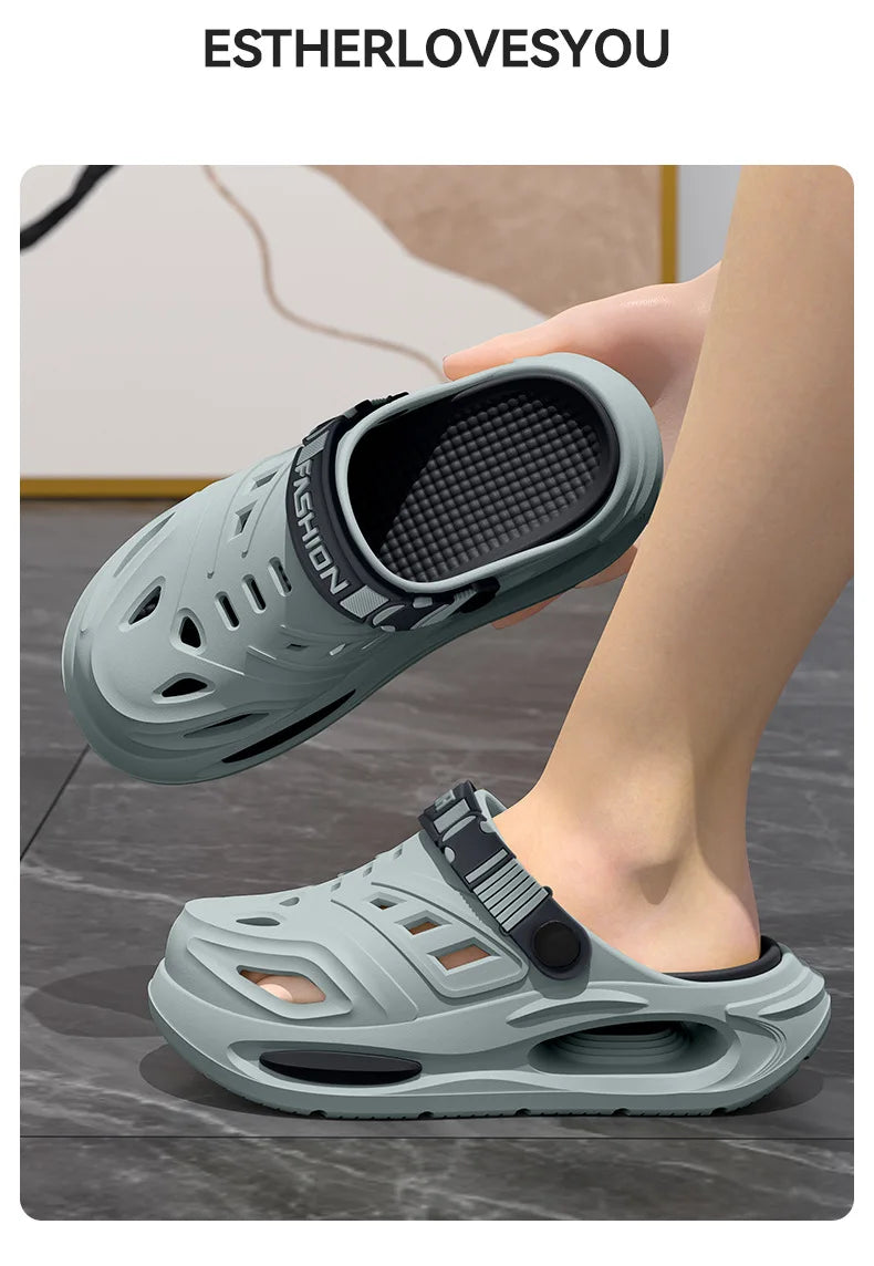 Arch support, anti slip, soft sole, wear-resistant cool slippers for wearing, thick sole breathable odor proof summer hole shoes GONZALES ONLINE SHOP