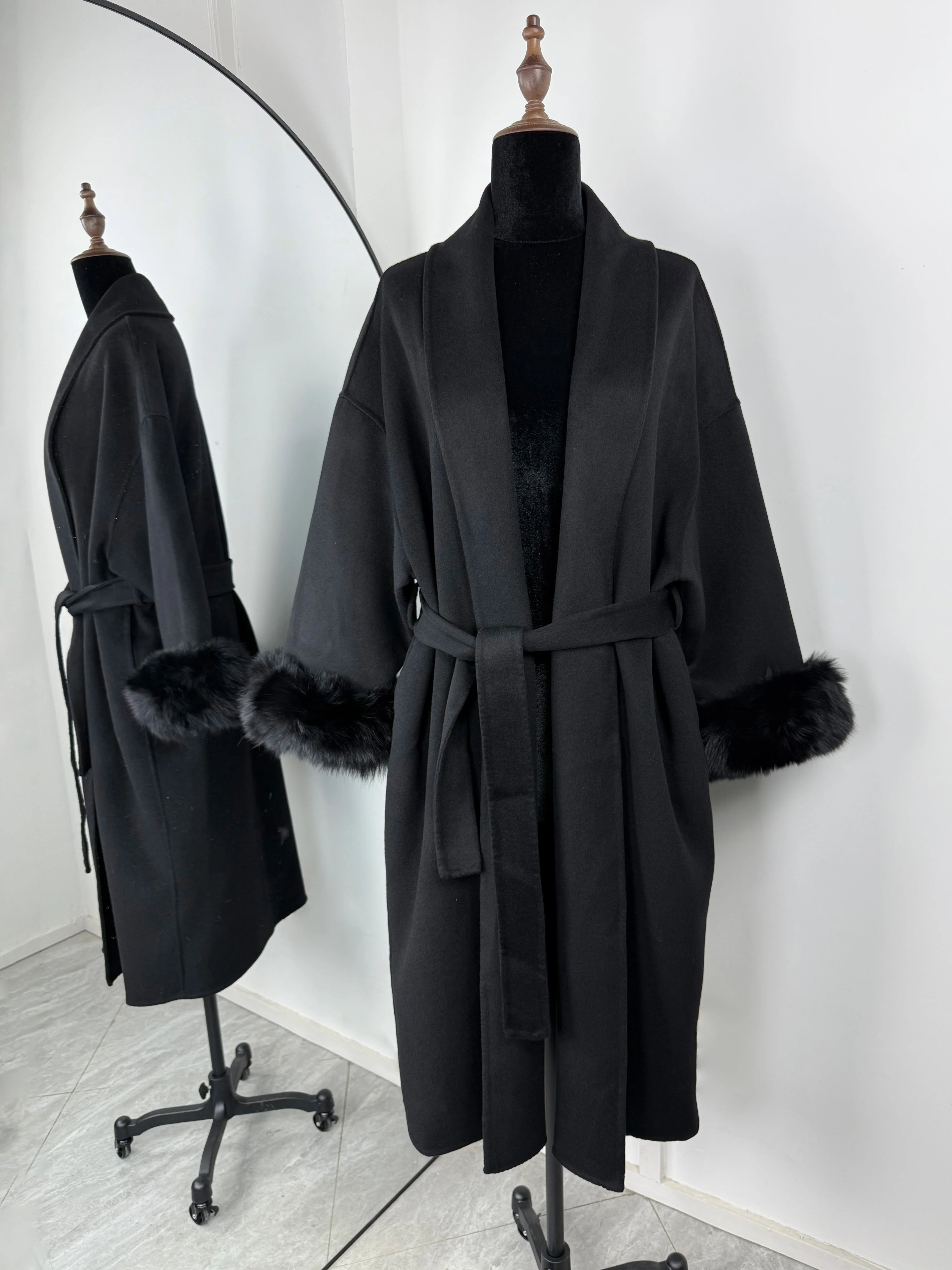 TARUXY Fox Fur Woolen Coats Women's Short Coat Office Lady Removable Elegant Double-sided Wool Overcoat 2025 New Cardigan Jacket GONZALES ONLINE SHOP