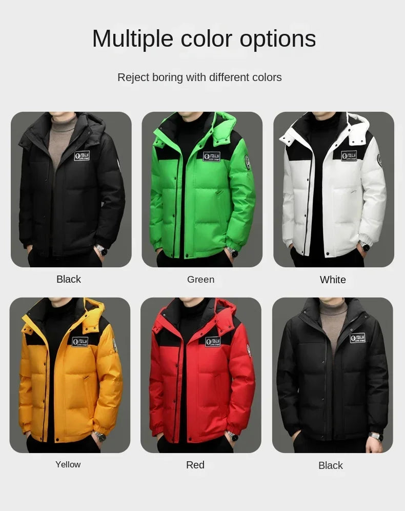 Winter New Down Jacket Men's Thick Warm White Duck Casual Coat Hooded Cold-proof Jack Clothing GONZALES ONLINE SHOP