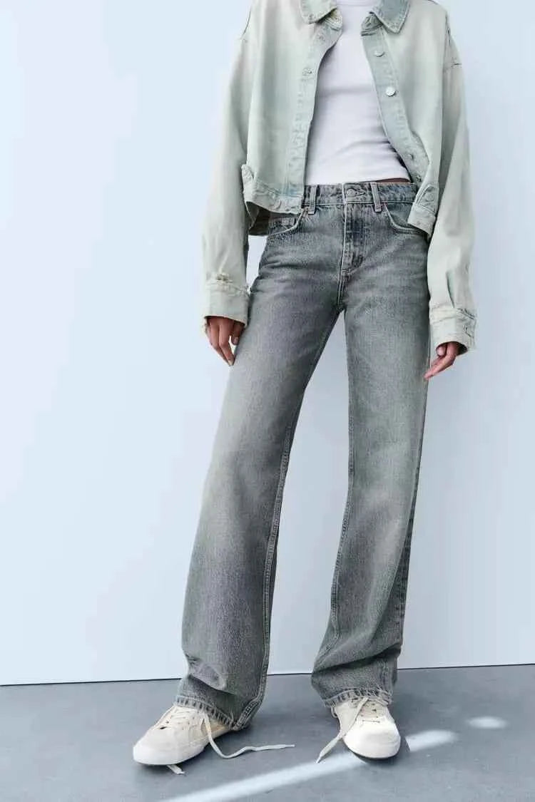 Z1975 straight height waist long jeans 2025 ETJ Autumn/Winter New Wash Product y2k Classic  Jeans for women