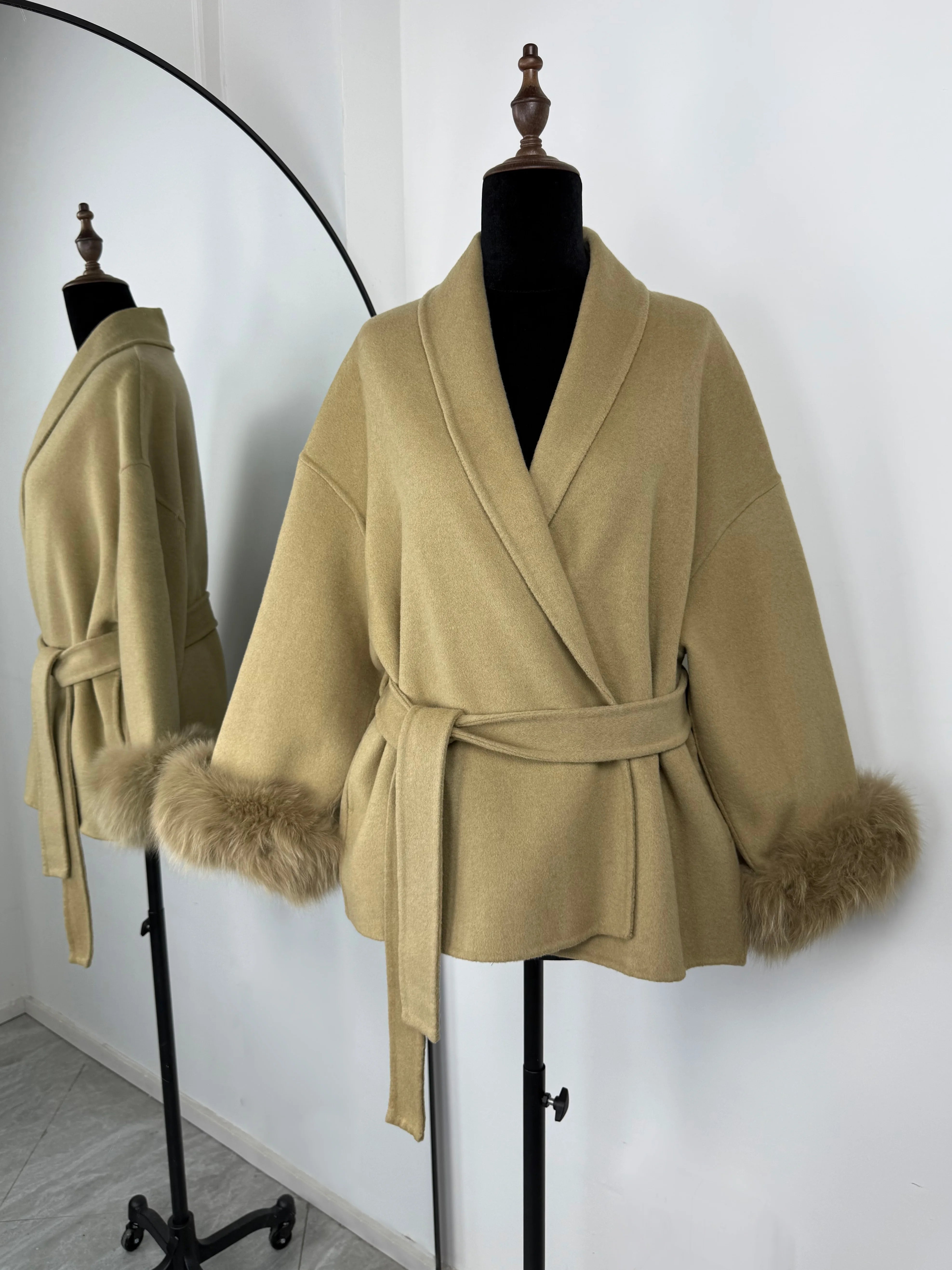 TARUXY Fox Fur Woolen Coats Women's Short Coat Office Lady Removable Elegant Double-sided Wool Overcoat 2025 New Cardigan Jacket GONZALES ONLINE SHOP