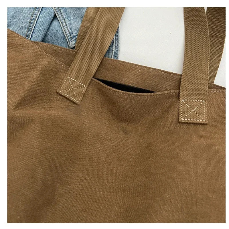 Women's Fashionable Canvas Tote Bag Spacious Durable Shoulder Bag with Zipper Closure Classic Design for Work GONZALES ONLINE SHOP