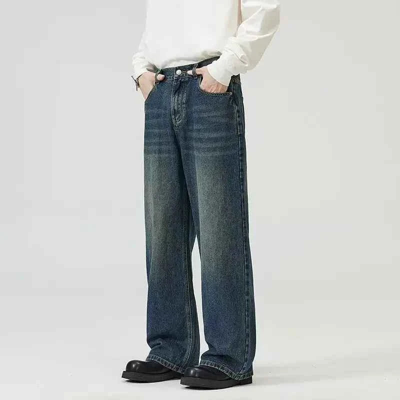Black Jeans Men's Wide-leg Pants American Retro Washed Cleanfit Loose Straight 2025 Spring and Summer New