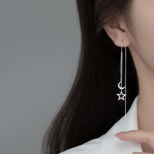 New Fashion korean earrings for Women luxurious Chain Tassel Drop Earrings Retro Silver Color Hanging earrings 2022 trend Jewelr GONZALES ONLINE SHOP