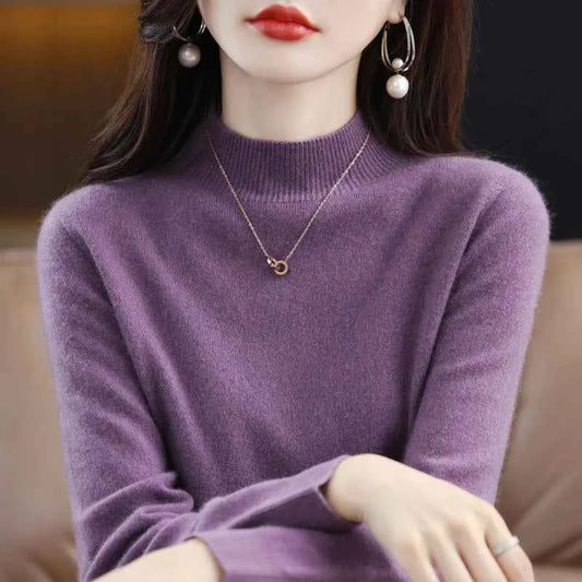 100% Merino Wool Cashmere Sweater Women Knitted Sweater Turtleneck Long Sleeve Pullovers Autumn Winter Clothing Warm Jumper Tops