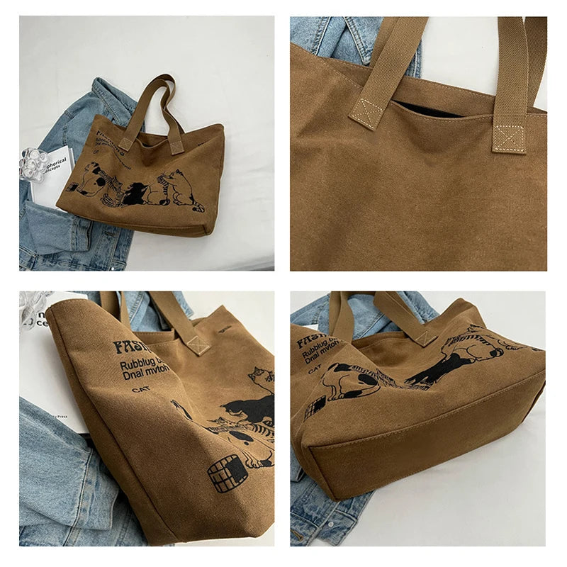 Women's Fashionable Canvas Tote Bag Spacious Durable Shoulder Bag with Zipper Closure Classic Design for Work GONZALES ONLINE SHOP