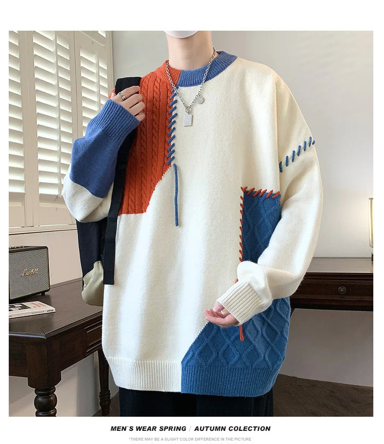 2024 Mens Streetwear Ripped Hole Fashion Sweater Korean High End Luxury Winter Hip Hop Sweaters Men Soft Warm Autumn Pullover GONZALES ONLINE SHOP