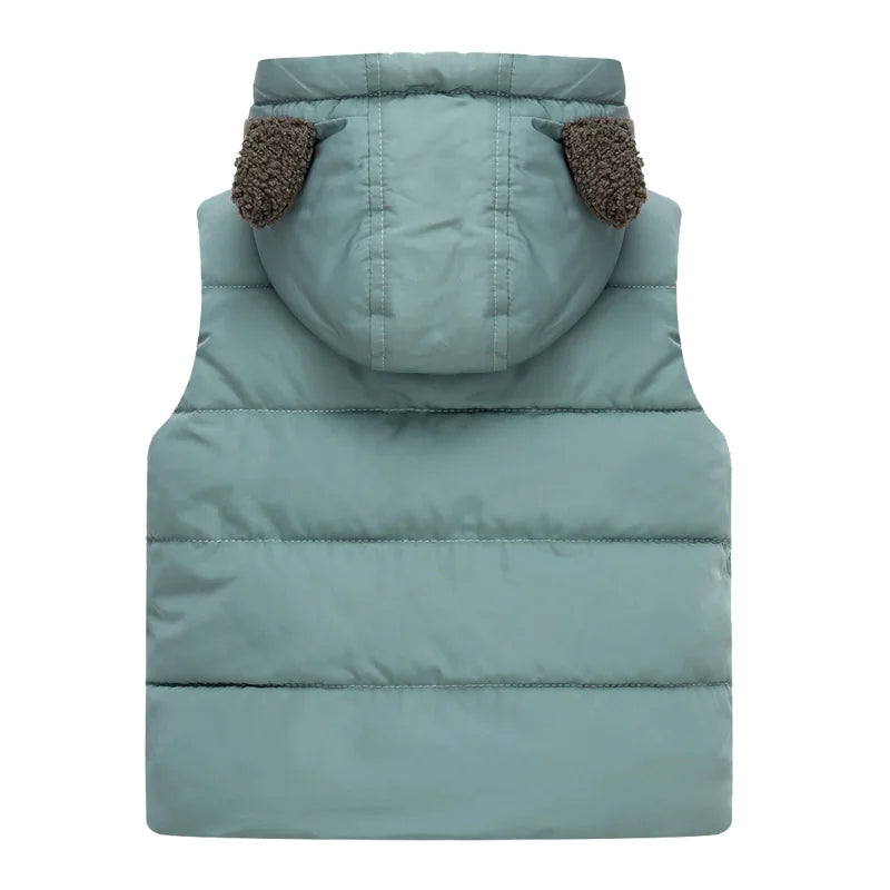 Vest 1-7 Year Old Girls'and Boy' Winter Fashion Down  Hooded Warm Casual large pocket Sleeveless Jacket New Kids Garments GONZALES ONLINE SHOP