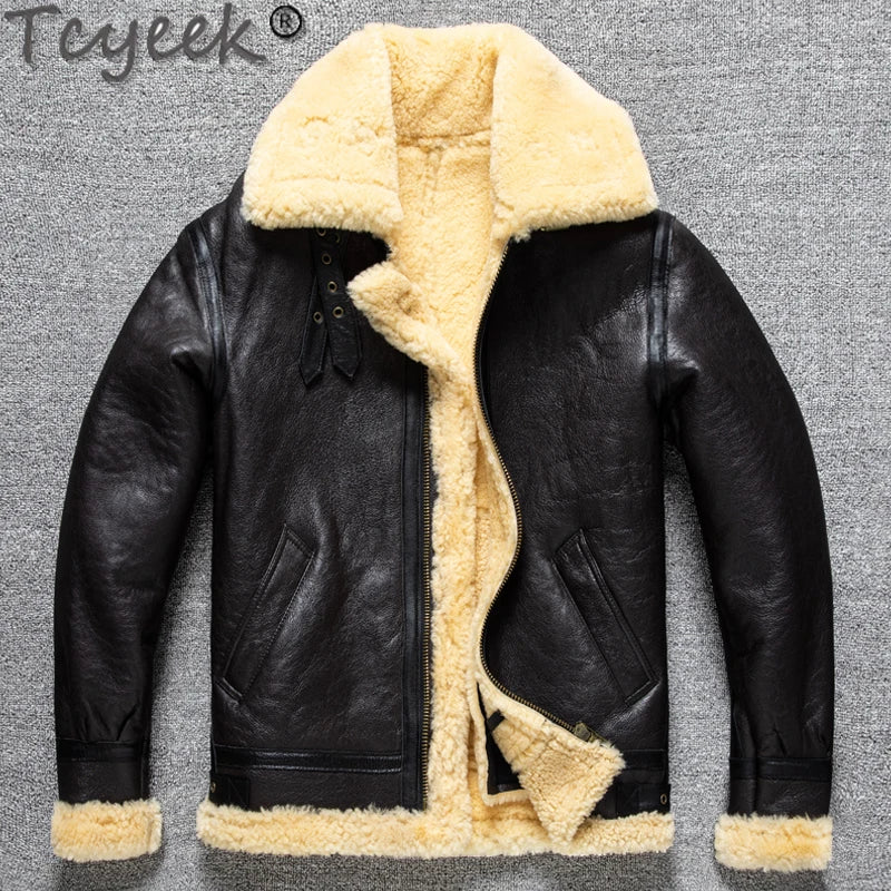 Tcyeek 100% natural genuine male fur jacket.Men winter warm thick wool coat.quality B3 shearling cloth.Plus size Peles GONZALES ONLINE SHOP