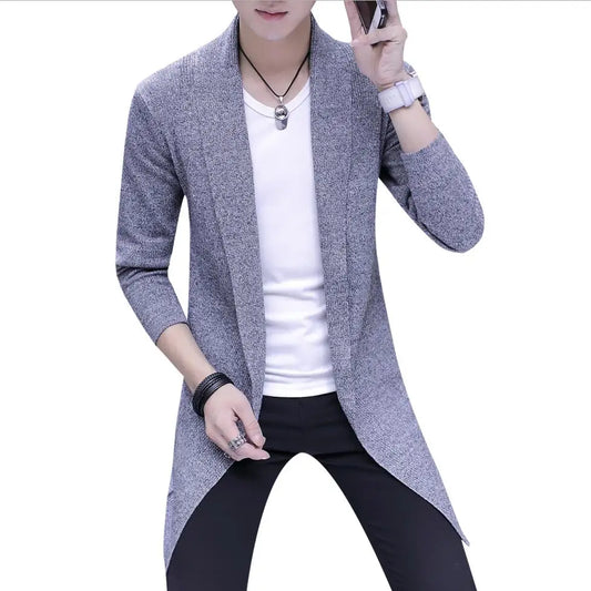 Hot Sale Sweater Men's Long Knit Sweater Jackets Solid Color Sweatercoat GONZALES ONLINE SHOP