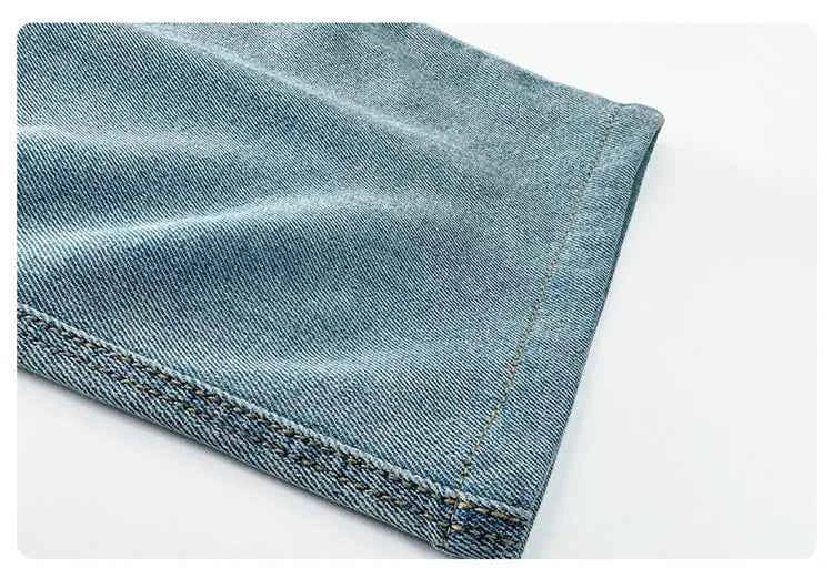 High Quality Kids Straight Fit Drawstring Jeans for Boy Girl Brief High Waist Denim Pants Unisex Child Casual Jeans Trousers
