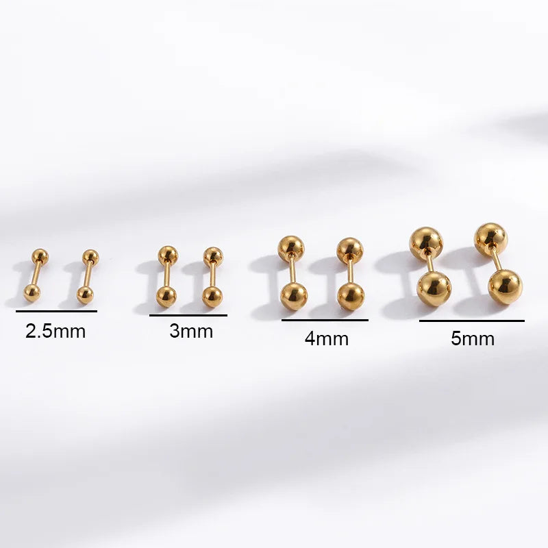 1Pair Stainless Steel Small Ball Stud Earrings Trendy Simple Sleeping Without Wearing Cartilage Earrings Helix Piercing Jewelry GONZALES ONLINE SHOP