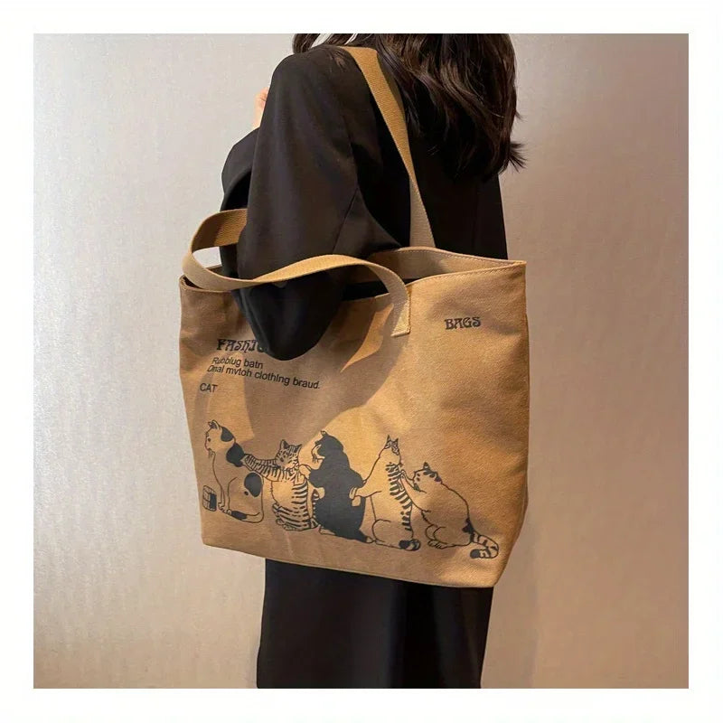 Women's Fashionable Canvas Tote Bag Spacious Durable Shoulder Bag with Zipper Closure Classic Design for Work GONZALES ONLINE SHOP