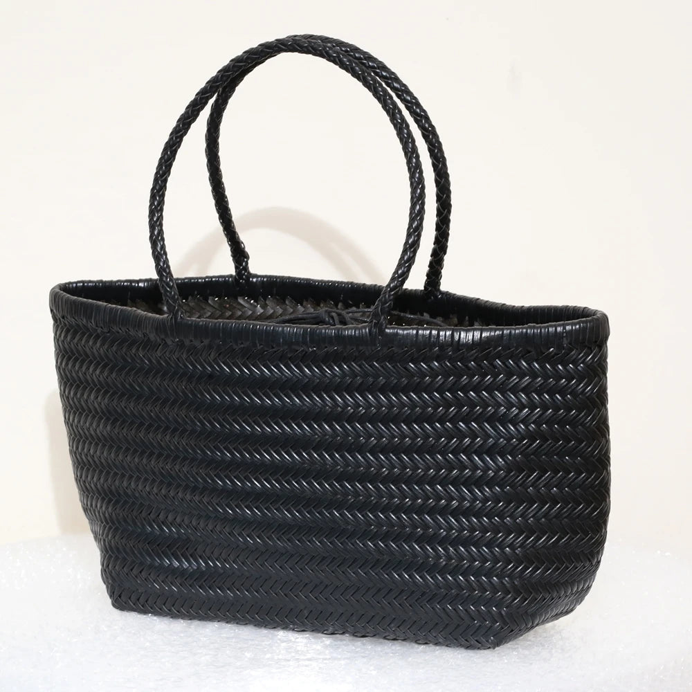 Handbags Women's Genuine Leather Shoulder Bag Weaving Casual Shopping Bag Vintage Big Tote Purse Cowhide Cross Hand Bags Lady GONZALES ONLINE SHOP
