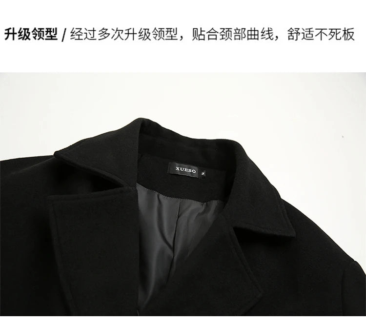 New Fashion Coat Men Wool Coat Winter Warm Solid Long Trench Jacket Breasted Business Casual Overcoat Male Woolen Coat S-4XL GONZALES ONLINE SHOP