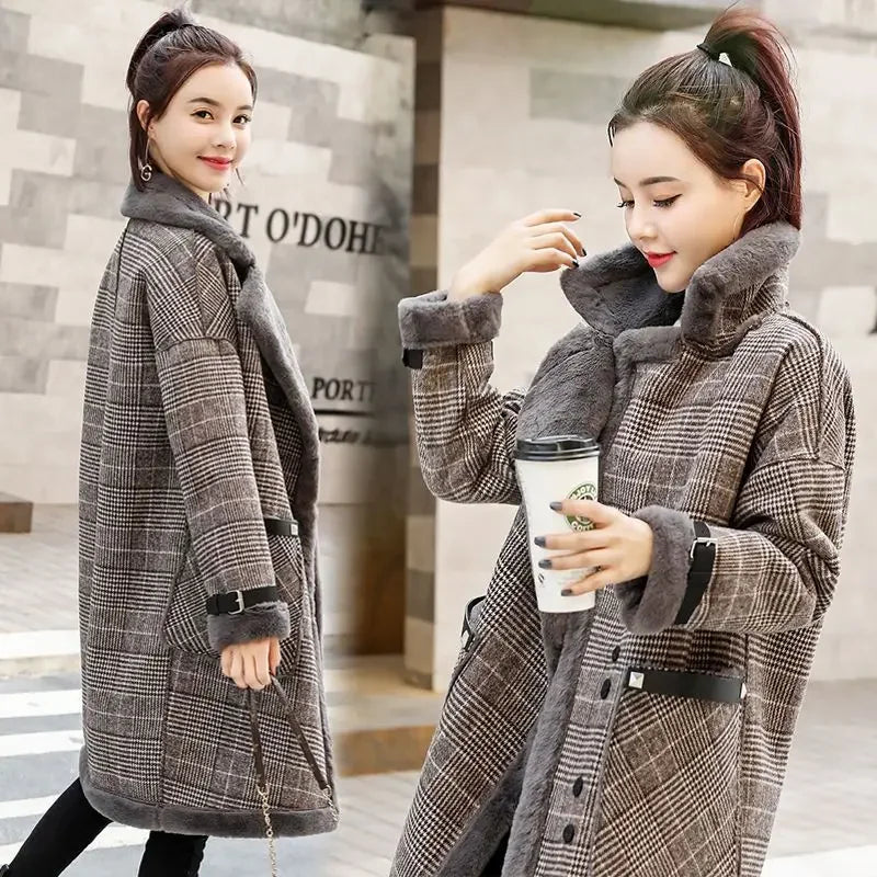 Coat Loose Women Woolen s Elegant Female Korean Chic Casual Long Fashion Warm Overcoat GONZALES ONLINE SHOP