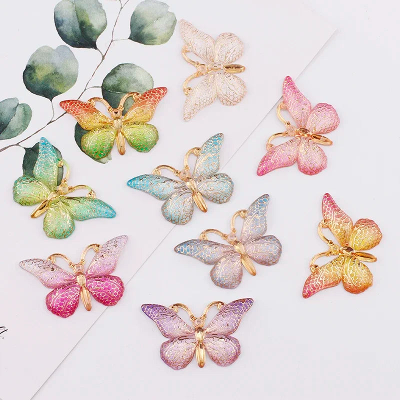 10PCS Butterfly Resin Charms Animal Drop Pendants Charms for Keychain Bracelet Jewelry Making Supplies Diy Hair Jewelry Flatback GONZALES ONLINE SHOP