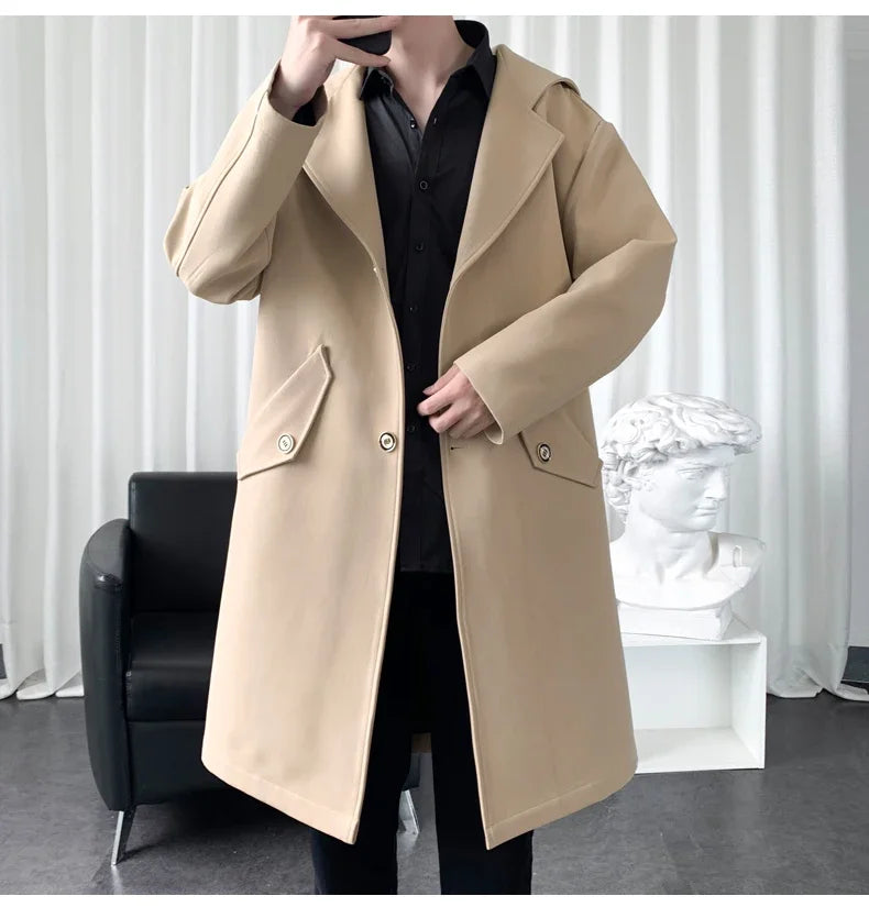 Long Mens Trench Coat British Style Overcoat Outwear Windbreakers S-3XL GONZALES ONLINE SHOP