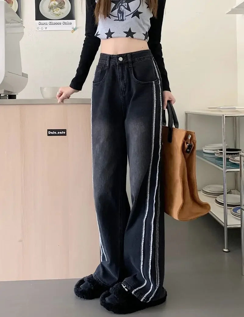 High Waist Shot Trousers Straight Leg Black Pants for Women Cool Fitted Unique 2025 Womens Jeans Korean Style Emo Hippie Cheap R GONZALES ONLINE SHOP