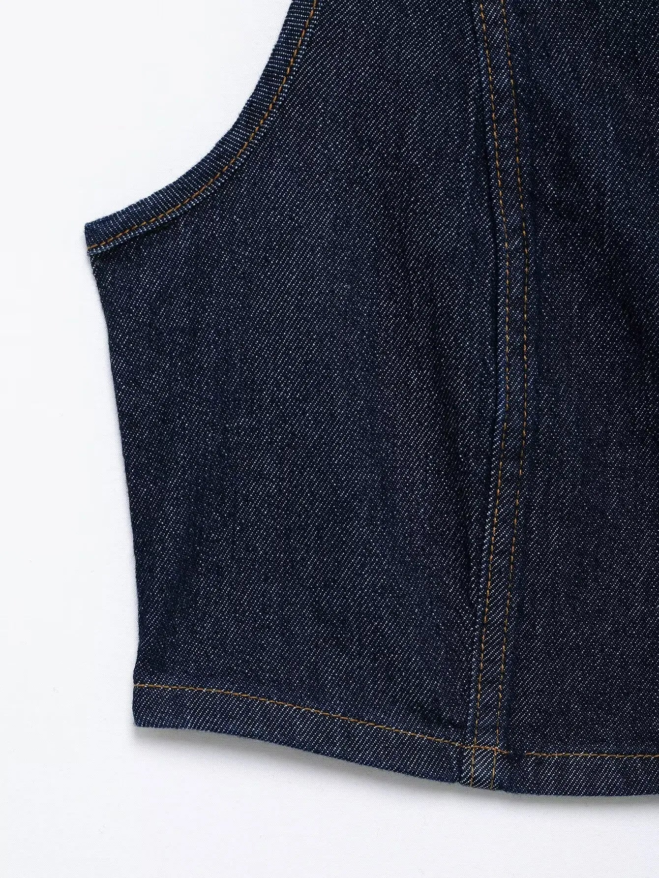 Women's Denim Vest Sleeveless Midi Dress Suit Front Slit Design High Waist Classic Pocket Detail Fashion Ladies Stylish GONZALES ONLINE SHOP
