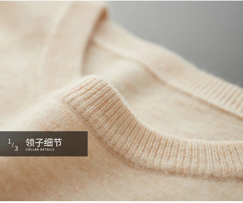 MVLYFLRT 100% Pure Merino Wool Sweater Men's Round Neck Pullover Tops Autumn Winter Thin Solid Color Sweater Versatile Basic GONZALES ONLINE SHOP