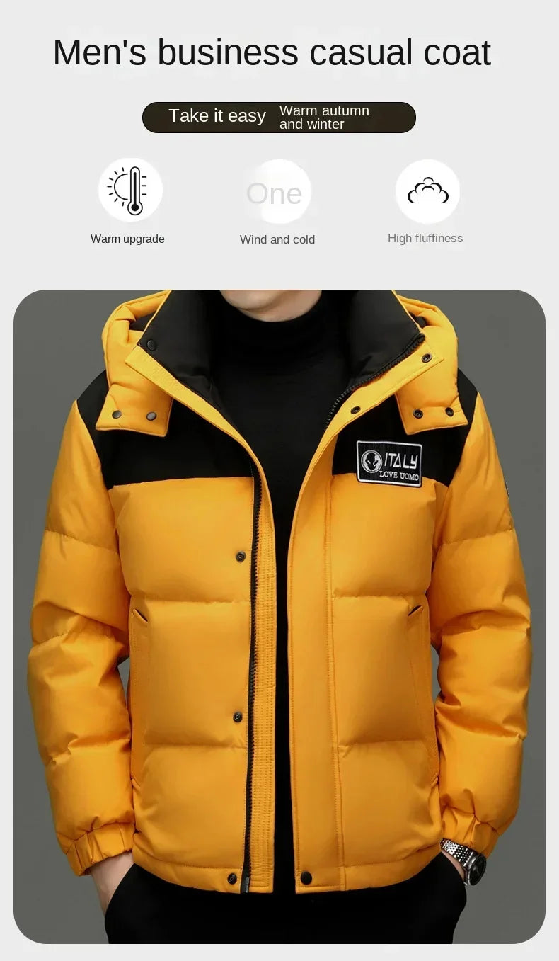 Winter New Down Jacket Men's Thick Warm White Duck Casual Coat Hooded Cold-proof Jack Clothing GONZALES ONLINE SHOP