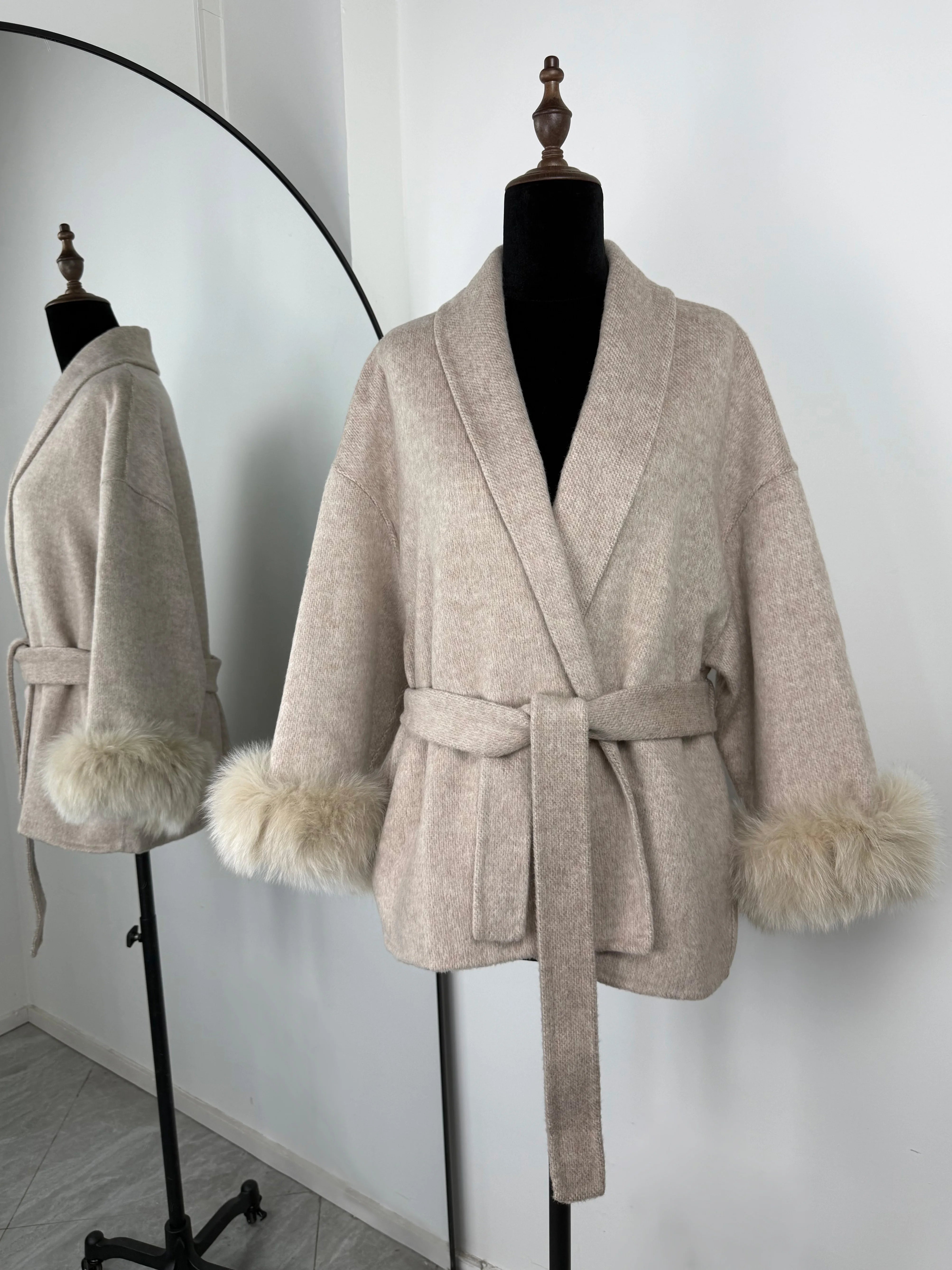 TARUXY Fox Fur Woolen Coats Women's Short Coat Office Lady Removable Elegant Double-sided Wool Overcoat 2025 New Cardigan Jacket GONZALES ONLINE SHOP