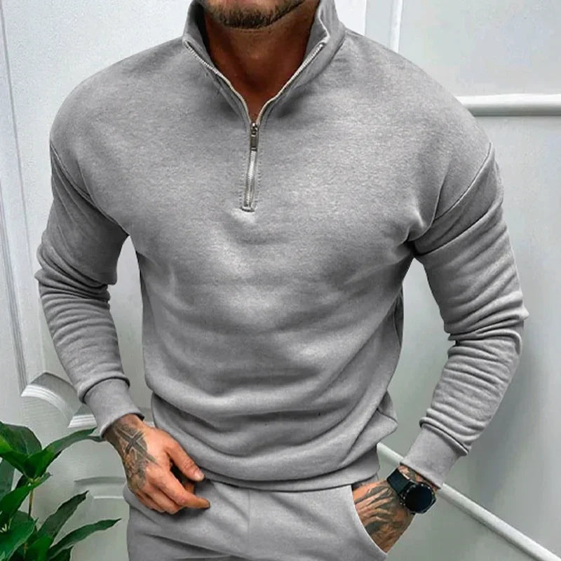 Autumn Thick Warm Knitted Sweaters Comfy Clothing Half Zip Fleece Winter Coat Solid Long Sleeve Turtleneck Shirts Pullover Men GONZALES ONLINE SHOP