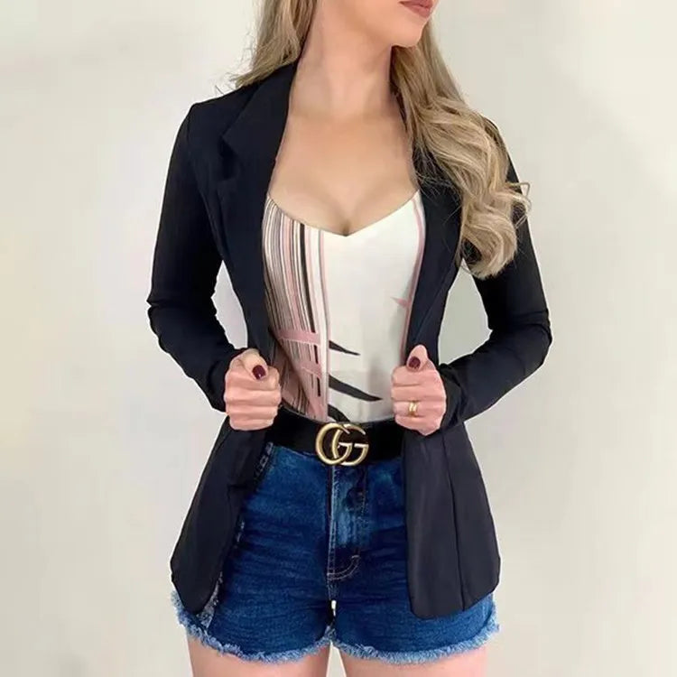 Women's Blazer 2024 Formal Blazer Women's Office Work Set Pocket Jacket Coat Loose women's wear GONZALES ONLINE SHOP