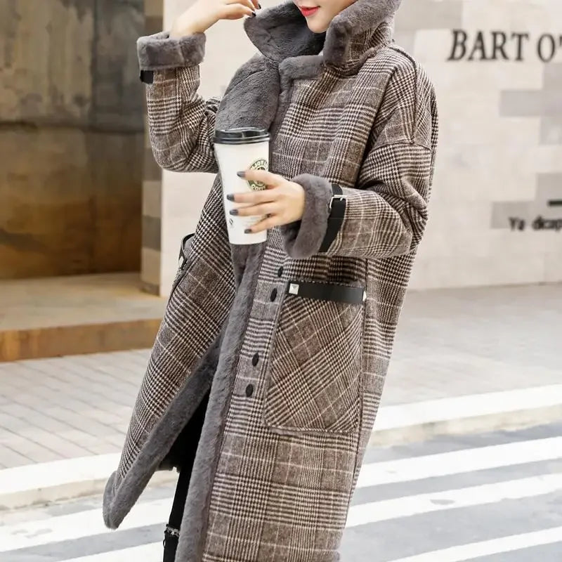 Coat Loose Women Woolen s Elegant Female Korean Chic Casual Long Fashion Warm Overcoat GONZALES ONLINE SHOP
