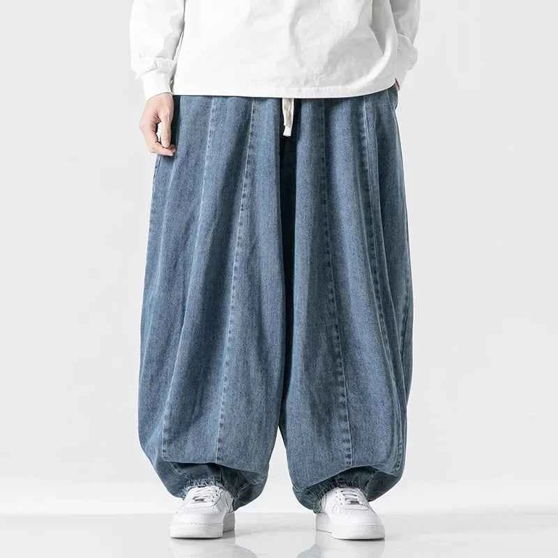 Men Harajuku Wide-leg Jeans Men Oversized Fashion Loose Cargo Denim Pants Male High Street Baggy Trousers Hip Hop Streetwear