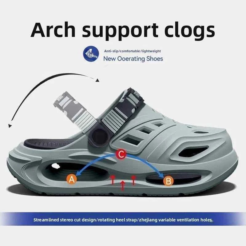 Arch support, anti slip, soft sole, wear-resistant cool slippers for wearing, thick sole breathable odor proof summer hole shoes