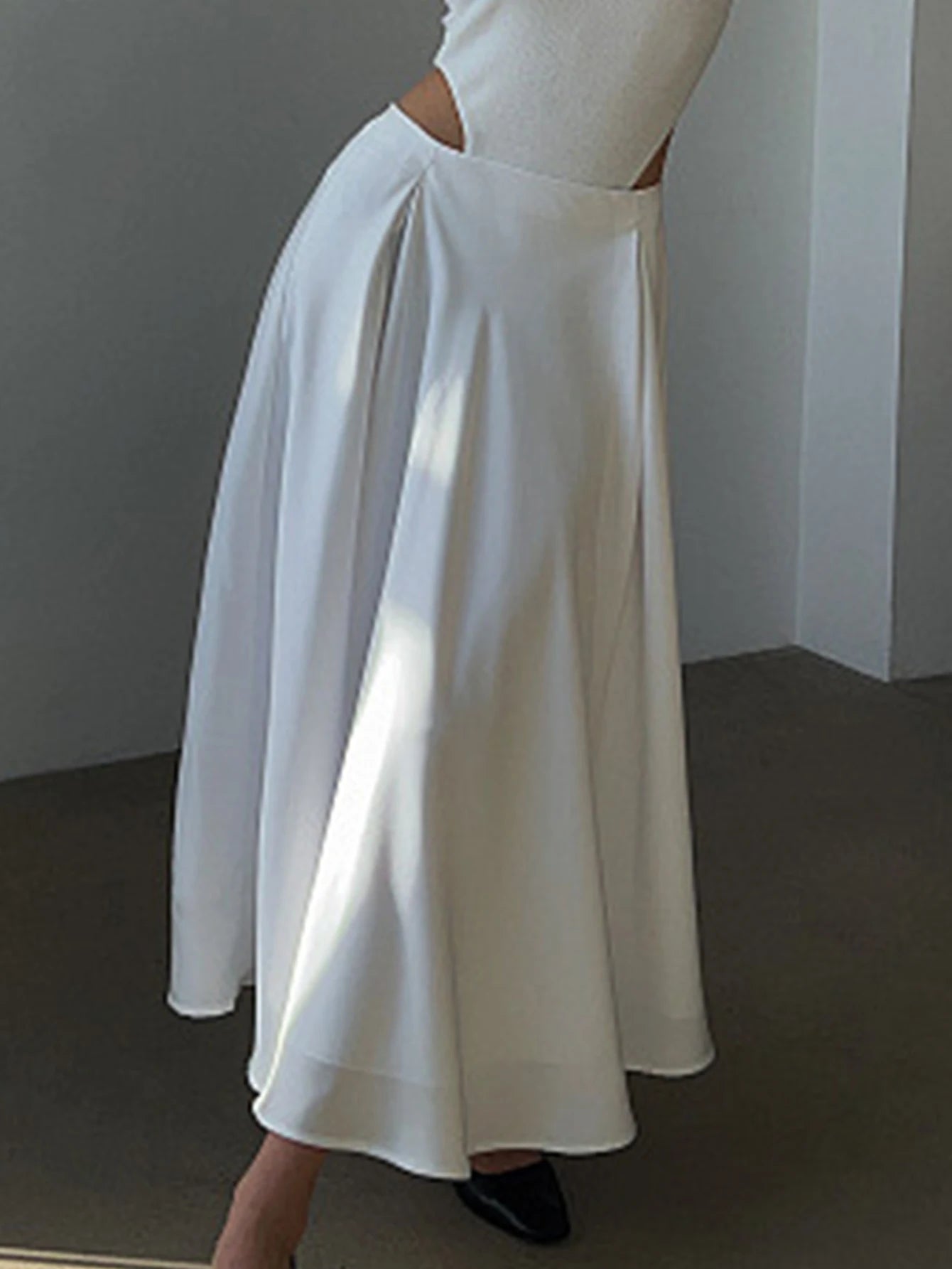Sexy fashion maxi satin skirt women summer high waist long skirts elegant black white party skirt for woman clothing streetwear GONZALES ONLINE SHOP
