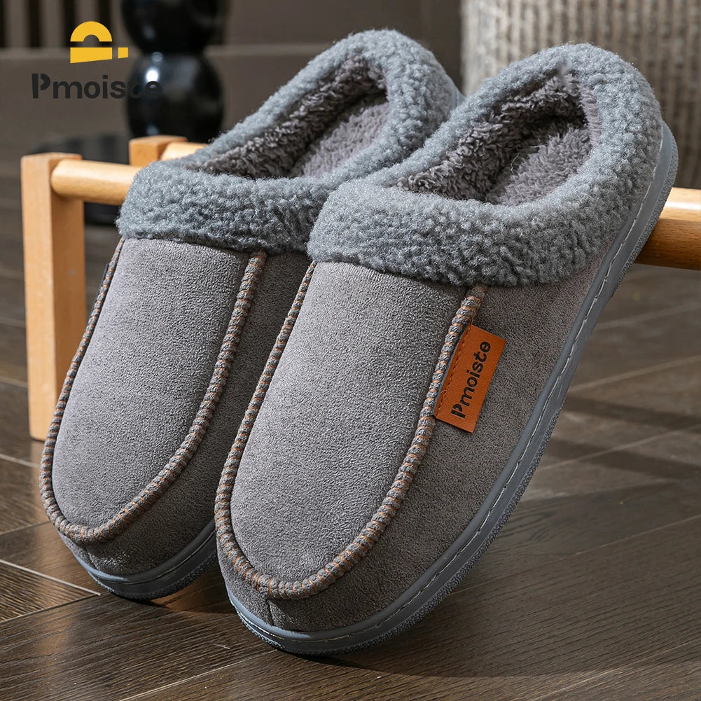House Suede Slippers for Men TPR Sole Non Slip Durable Soft Warm Memory Foam Cushion Comfortable Living Room Shoes GONZALES ONLINE SHOP