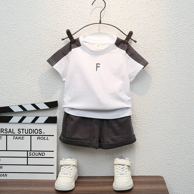 New Summer Baby Boys Clothes Sets Fashion Cotton Letter Printing T-shirts+Tooling Shorts 2pcs Kids Outfits for Infant Tracksuit GONZALES ONLINE SHOP